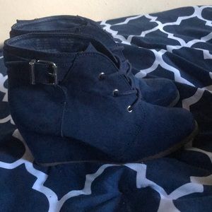 Blue Suede ankle boots